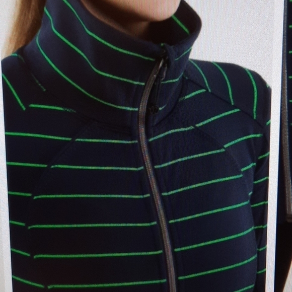 Lululemon Nice Asana Jacket slalom stripe inkwell navy green 8 - Picture 7 of 13